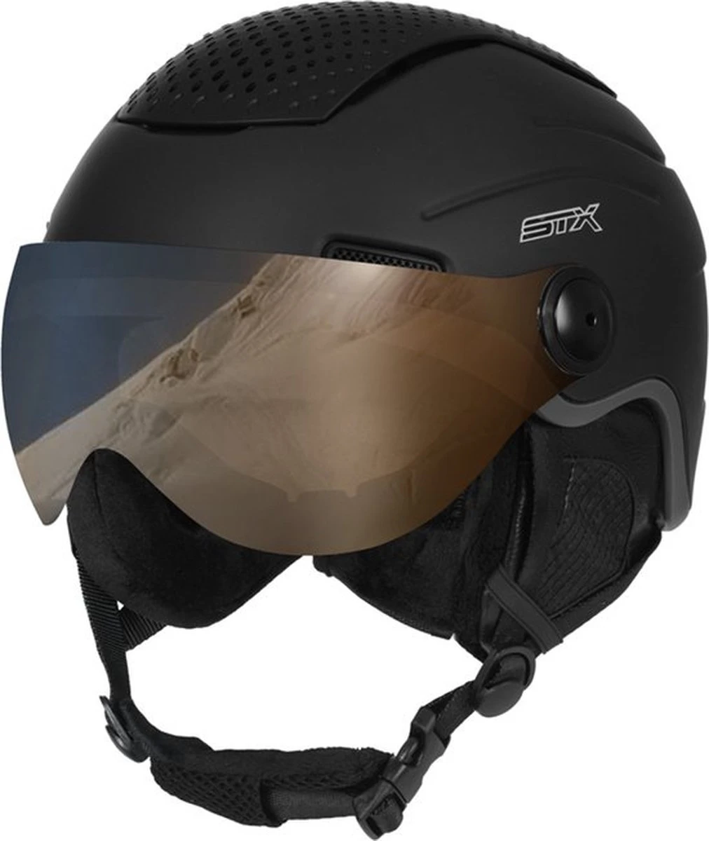 STX Helmet Visor Junior Black Skihelm - Black - Unisex - Maat XS 9 STX Helmet Visor Junior Black Skihelm - Black - Unisex - Maat XS - Afbeelding 9