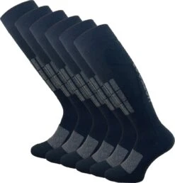 6 Paar Skisokken - Wintersportsokken - Zwart - Maat 35-38