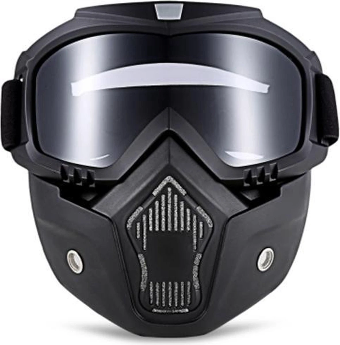 Merkloos Motor-Fiets-Scooter-Ski Bril & Masker I Anti-UV Lens I Zwart 1 Merkloos Motor-Fiets-Scooter-Ski Bril & Masker I Anti-UV Lens I Zwart