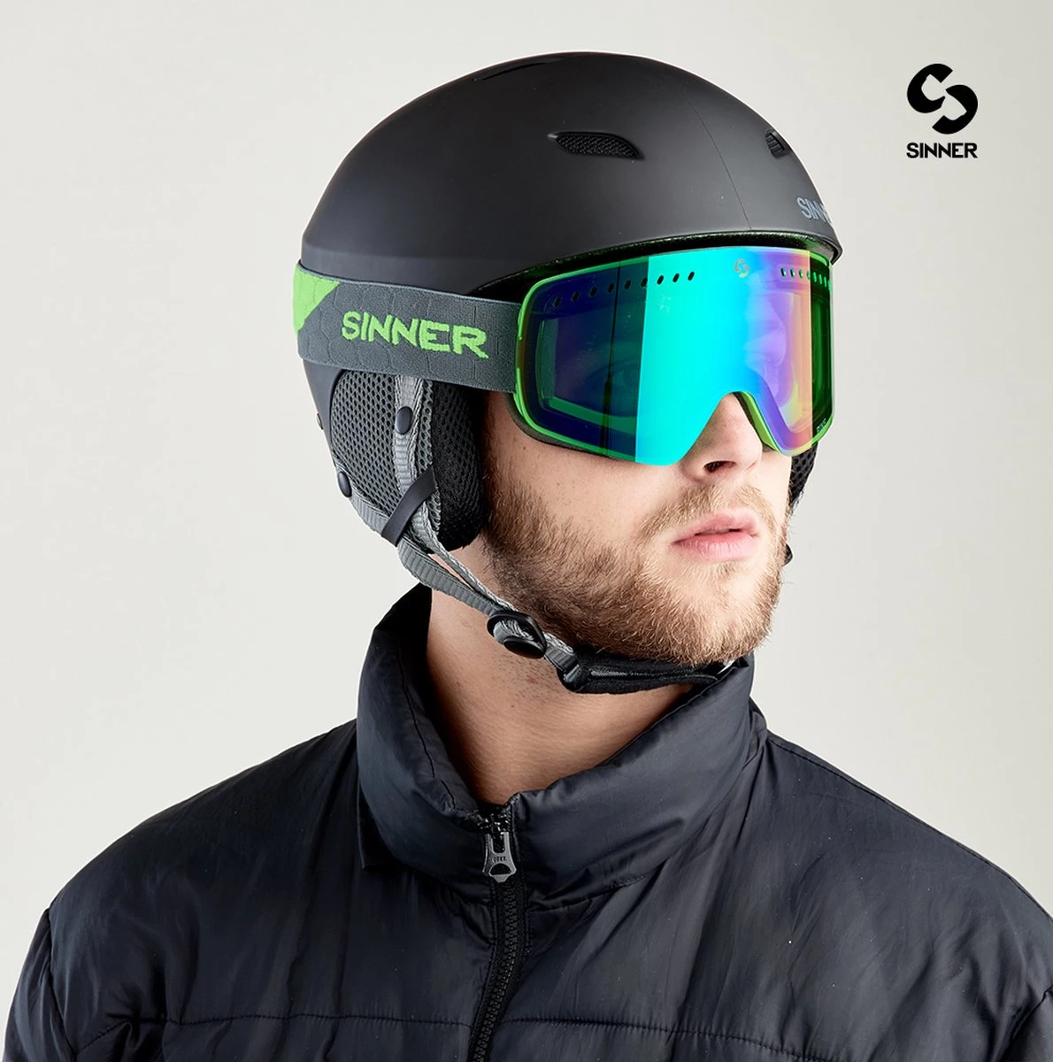 SINNER Pine Skibril - Groen Frame + Groene Spiegellens 3 SINNER Pine Skibril - Groen Frame + Groene Spiegellens - Afbeelding 3