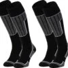 NOMAD® Skisokken Essential 2-Pack | Maat 35/38 Zwart | Skiën / Snowboarden / Wandelen | Goede Vochtafvoer | Extra Versteviging | Ski Sokken Heren / Dames