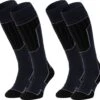 NOMAD® Skisokken Essential 2-Pack | Maat 39/42 Donkerblauw | Skiën / Snowboarden / Wandelen | Goede Vochtafvoer | Extra Versteviging | Ski Sokken Heren / Dames