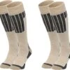 NOMAD® Skisokken Essential 2-Pack | Maat 39/42 Beige | Skiën / Snowboarden / Wandelen | Goede Vochtafvoer | Extra Versteviging | Ski Sokken Heren / Dames