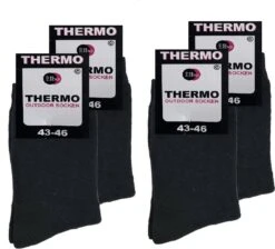 Thermo Sokken ByElbo – 4pack – Maat 43-46 – Badstof Voering – Zwart - Sport Thermo Sok - Thermisch - Warm Sock - Wandelsokken - Winter Ski Sokken -
