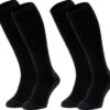 NOMAD® Skisokken Premium Merinowol 2-Pack | Maat 43/46 Zwart | Skiën / Snowboarden / Wandelen | Goede Vochtafvoer | Extra Versteviging | Ski Sokken Heren / Dames