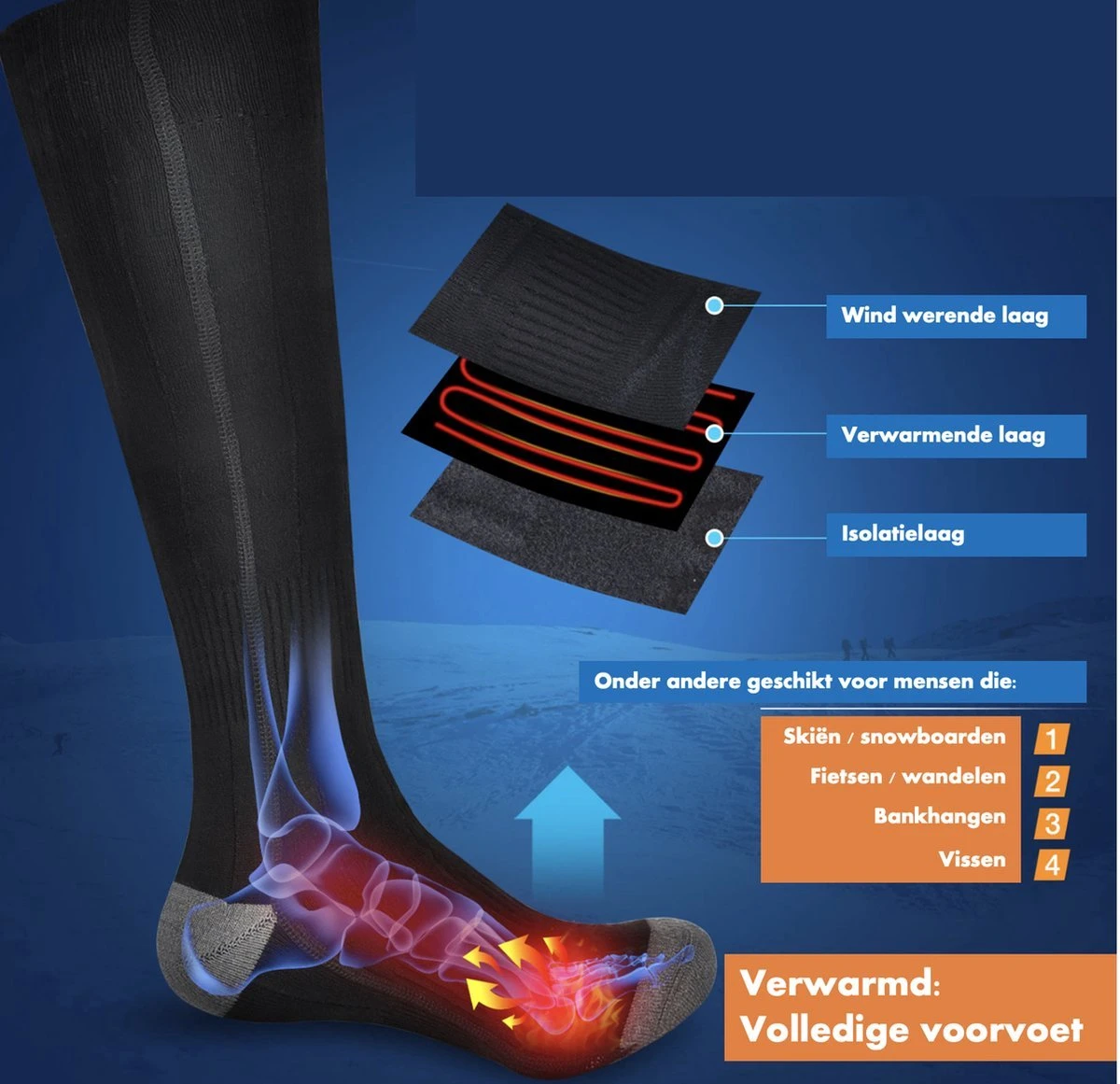 Verwarmde Sokken - Elektrische Sokken - Thermo Sokken - Oplaadbare Accu - Unisex - 3 Warmte Standen - 4000mAh Batterij - One Size Fits All - Wintersport - Wandelen - Skiën 4 Verwarmde Sokken - Elektrische Sokken - Thermo Sokken - Oplaadbare Accu - Unisex - 3 Warmte Standen - 4000mAh Batterij - One Size Fits All - Wintersport - Wandelen - Skiën - Afbeelding 4