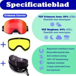 VAIN Crimson Carver - Unisex Skibril + Extra Magnetische Lens + Case -Ski Gemeenschap 1200x1193 1