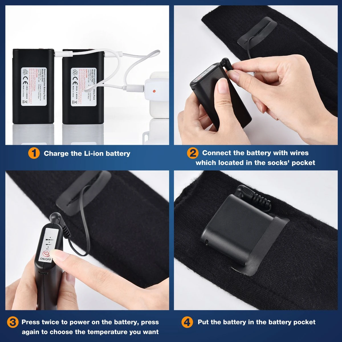 Qualitá® Verwarmde Sokken - Elektrische Sokken - Sokken - Elektrische Verwarmde Sokken - Maat 35-40 5 Qualitá® Verwarmde Sokken - Elektrische Sokken - Sokken - Elektrische Verwarmde Sokken - Maat 35-40 - Afbeelding 5