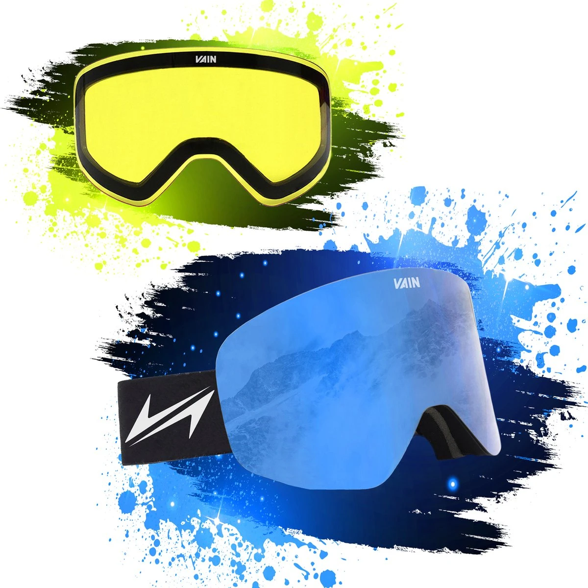 VAIN Azure Slopester Skibril Pack - Anti-condens - Blauwe + Extra Lens 1 VAIN Azure Slopester Skibril Pack - Anti-condens - Blauwe + Extra Lens