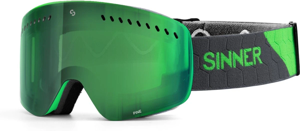 SINNER Pine Skibril - Groen Frame + Groene Spiegellens 2 SINNER Pine Skibril - Groen Frame + Groene Spiegellens - Afbeelding 2