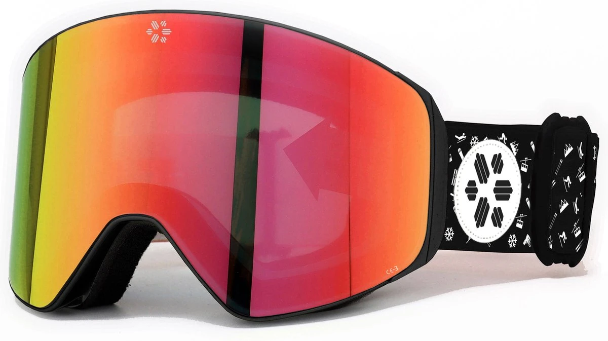 FLAKER Fire Zwart - Magnetische Skibril + Beschermcase - Cat. 3 1 FLAKER Fire Zwart - Magnetische Skibril + Beschermcase - Cat. 3