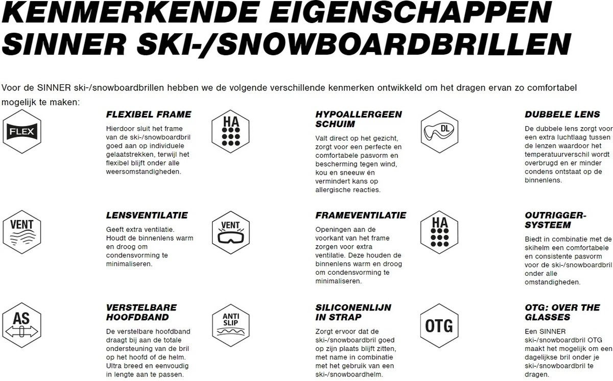 Sinner Vorlage S Skibril - Wit | Categorie 3 5 Sinner Vorlage S Skibril - Wit | Categorie 3 - Afbeelding 5