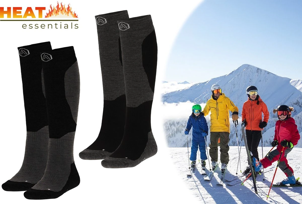 Heat Essentials - Ski Sokken 39-42 - Zwart - 2 Paar - Unisex - Extra Ondersteuning En Demping - Warme Sokken Met Wol - Skisokken Heren - Skisokken Dames - Wintersport Sokken - Huissokken - Compressie Sokken 1 Heat Essentials - Ski Sokken 39-42 - Zwart - 2 Paar - Unisex - Extra Ondersteuning En Demping - Warme Sokken Met Wol - Skisokken Heren - Skisokken Dames - Wintersport Sokken - Huissokken - Compressie Sokken