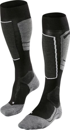 FALKE SK4 Skiën Anti Blaren, Anti Zweet Merino Wol Dames Wintersportsokken Zwart - Maat 35-36