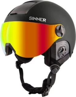 Sinner Bullit Visor Skihelm Met Vizier | Matte Black | Red Mirror Cat.2 | Maat: 52 - 54 Cm